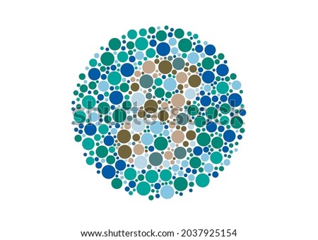 Vector graphic of Color blind test design. The number 8 cunningly hid inside an Ishihara inspired design. A color blindness test shaped color test plate with the number 8. vector eps10.
