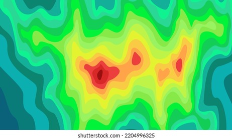 Vector graphic of Color topographic contour map with combination spectrum colors. Topographic map contour with elevation. The stylized height of the topographic contour map in lines, and contours.

