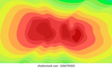 Vector graphic of Color topographic contour map with combination spectrum colors. Topographic map contour with elevation. The concept of a conditional geography scheme and the terrain path.