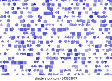 Vector graphic. Colored abstract overlapping mixed shape pattern. Good for web page, wallpaper, graphic design, catalog, texture or background.