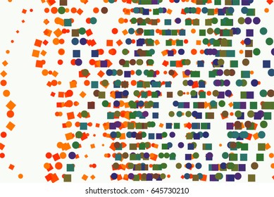 Vector graphic. Colored abstract overlapping ellipse & square box shape pattern. Good for web page, wallpaper, graphic design, catalog, texture or background.