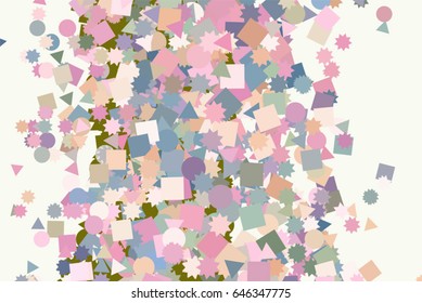 Vector graphic. Colored abstract overlapping mixed shape pattern. Good for web page, wallpaper, graphic design, catalog, texture or background.