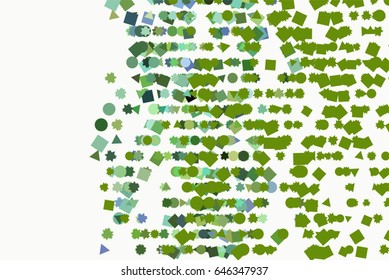 Vector graphic. Colored abstract overlapping mixed shape pattern. Good for web page, wallpaper, graphic design, catalog, texture or background.