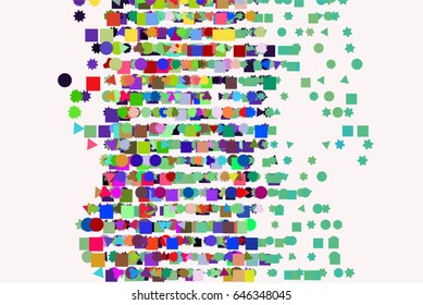 Vector graphic. Colored abstract overlapping mixed shape pattern. Good for web page, wallpaper, graphic design, catalog, texture or background.