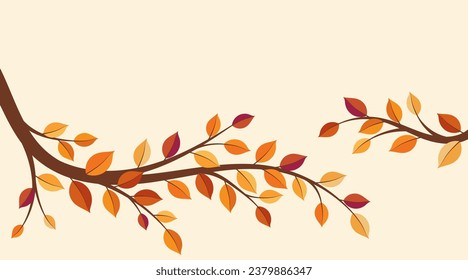 Vector graphic with colorful autumn branches. Free space for own design. Template for invitations, greetings, advertising and social media posts.