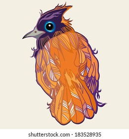 Vector graphic colorful illustration with bird.