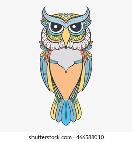 vector graphic of colorful owl 