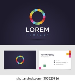 Vector graphic colorful pixel alphabet symbol / identity / business card in vibrant colors / Letter O