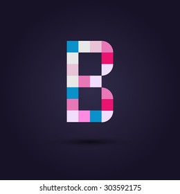 Vector graphic colorful pixel alphabet in vibrant colors / Letter B