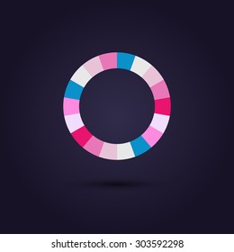 Vector graphic colorful pixel alphabet in vibrant colors / Letter O