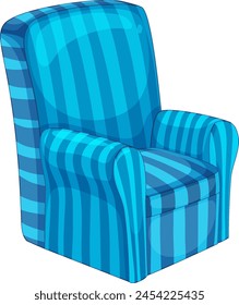 Vector graphic of a comfortable striped blue armchair