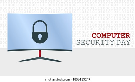 vector graphic of computer security day good for computer security day celebration. flat design. flyer design.flat illustration.	