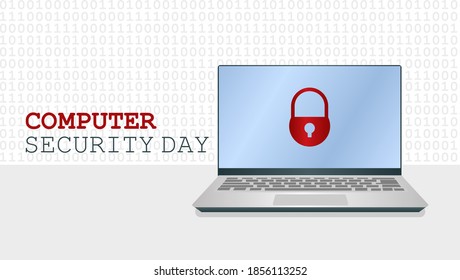 vector graphic of computer security day good for computer security day celebration. flat design. flyer design.flat illustration.	