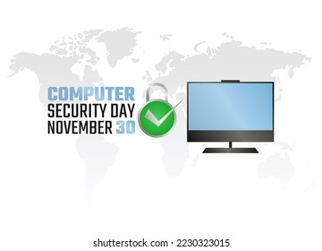 vector graphic of computer security day good for computer security day celebration. flat design. flyer design.flat illustration.