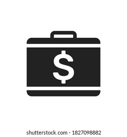 Concepto vectorial gráfico de maleta de dinero en blanco y negro. Ilustración de iconos buena para las empresas