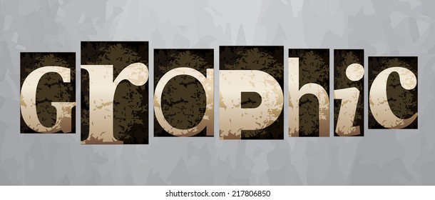 Vector graphic concept, retro vintage letterpress type