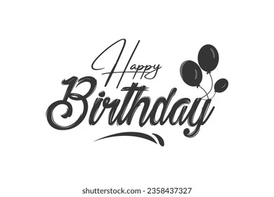 Vektorgrafik: Zeitgenössische handgeschriebene Pinselschrift, die "Happy Birthday"auf weißem Hintergrund heißt. Ein typografisches Design für eine Grußkarte.