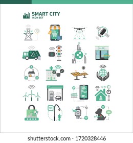 

Vector graphic conveying 20 kinds of information related to smart city