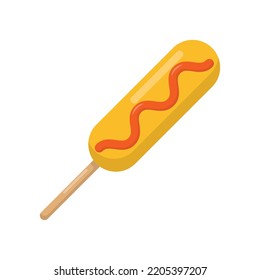 Vector graphic of corn dog. Korean food illustration with flat design style. Suitable for content design assets