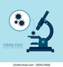 vector graphic covid19 with a microscope. Can use on medical and healthcare content