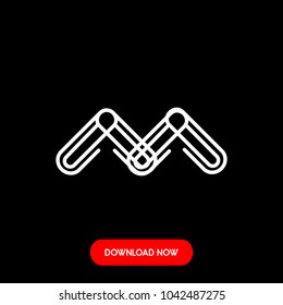 Vector graphic creative line alphabet symbol. Letter M
