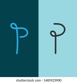Vector graphic creative line alphabet symbol, P logo design