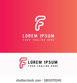 Vector graphic creative line alphabet symbol. Letter F logo design vector