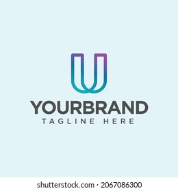 Vector graphic creative line alphabet symbol. Letter U