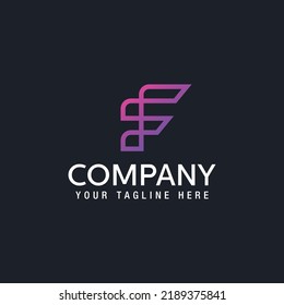 Vector graphic creative line alphabet symbol Letter F Vector illustration logo design template