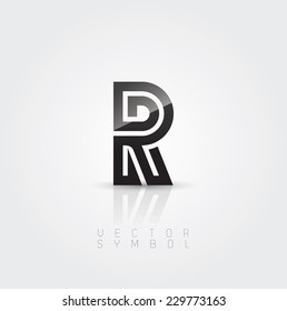 Vector graphic creative line alphabet symbol / Letter R
