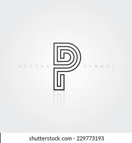 Vector graphic creative line alphabet symbol / Letter P