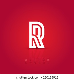 Vector graphic creative line alphabet symbol / Letter R version 2