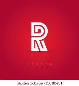 Vector graphic creative line alphabet symbol / Letter R