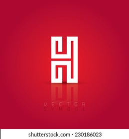 Vector graphic creative line alphabet symbol / Letter H