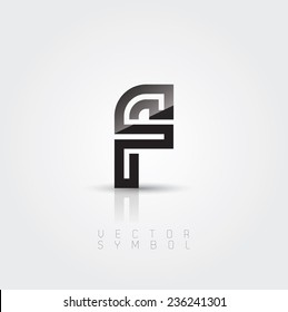 Vector graphic creative line alphabet symbol / Letter F