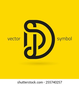 Vector graphic creative line alphabet symbol / Letter D