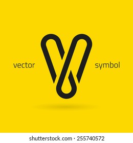 Vector graphic creative line alphabet symbol / Letter V