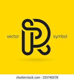 Vector graphic creative line alphabet symbol / Letter R