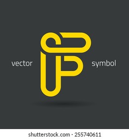 Vector graphic creative line alphabet symbol / Letter F