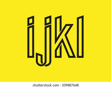 Vector graphic creative line alphabet symbol in a set
