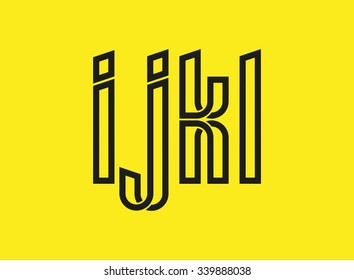 Vector graphic creative line alphabet symbol in a set