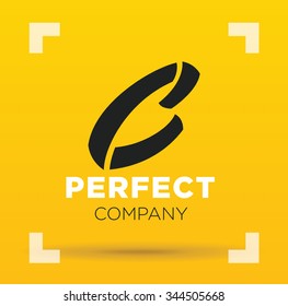 Vector graphic creative line alphabet symbol / Letter C