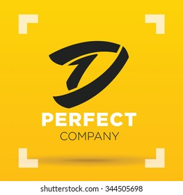 Vector graphic creative line alphabet symbol / Letter D