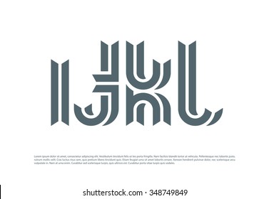 Vector graphic creative line alphabet symbol in a set