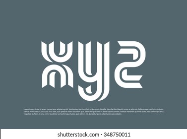 Vector graphic creative line alphabet symbol in a set