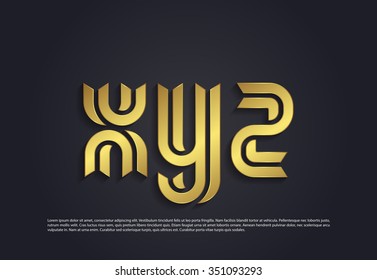 Vector graphic creative line alphabet symbol in a set