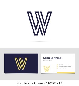 Vector graphic creative line alphabet symbol / Letter W