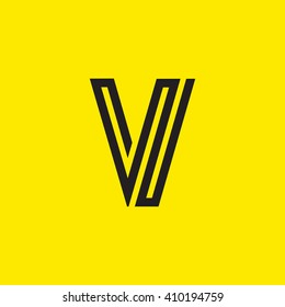 Vector graphic creative line alphabet symbol / Letter V