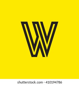 Vector graphic creative line alphabet symbol / Letter W