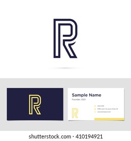 Vector graphic creative line alphabet symbol / Letter R